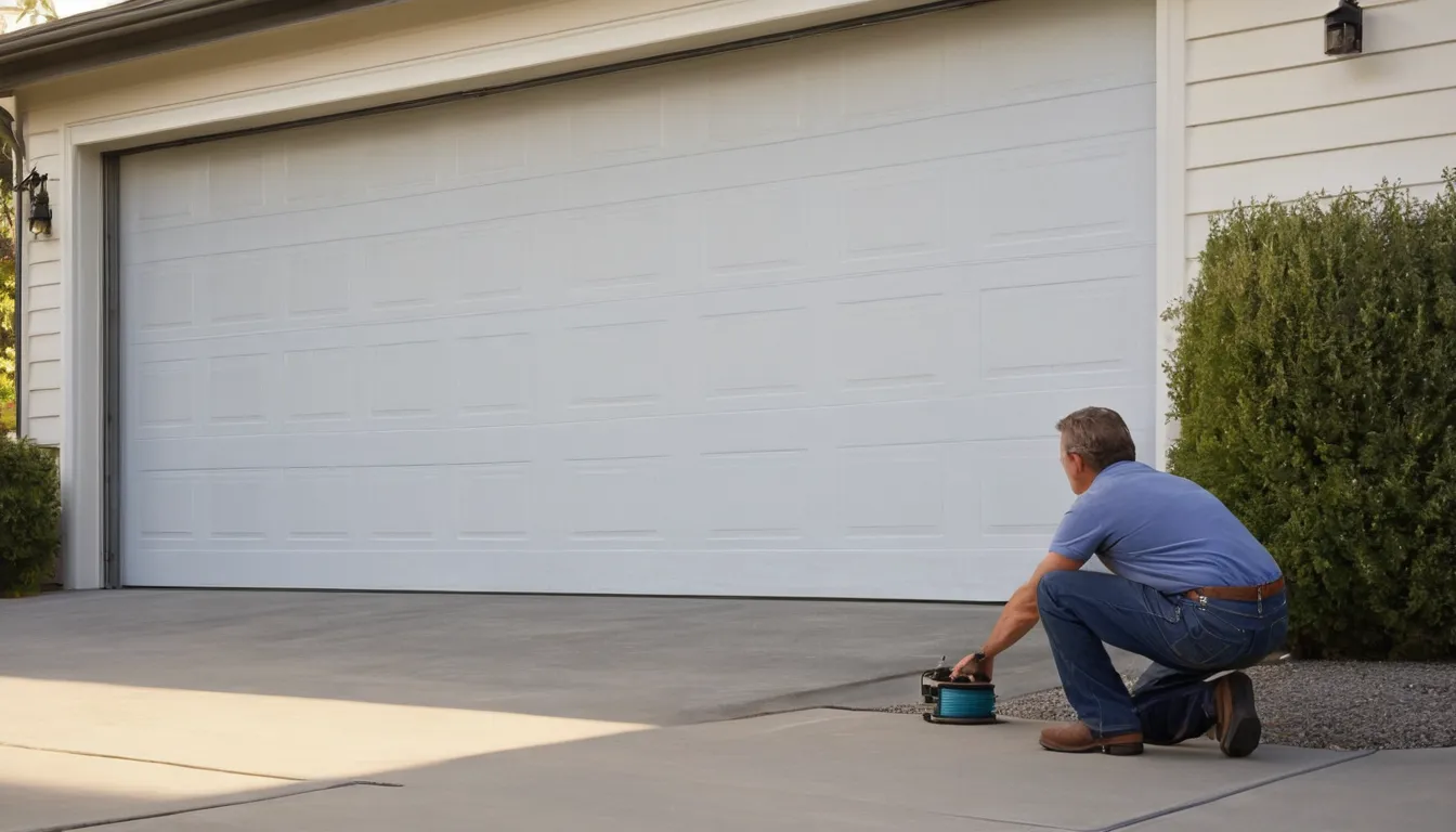 Friendly local garage door provider checking the tracks of a residential garage door in Oak Lawn