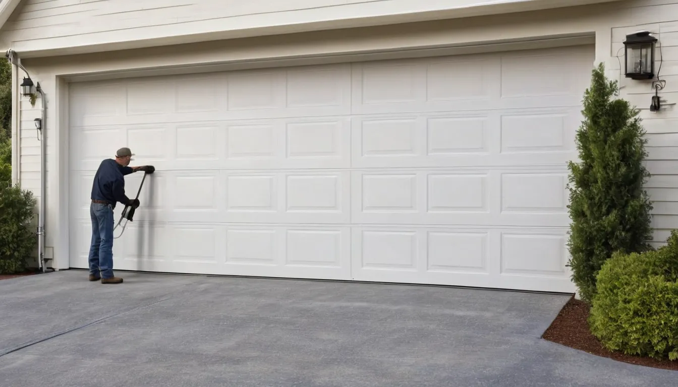 Provider inspecting a torsion spring above a garage door at a home in the Oak Lawn area